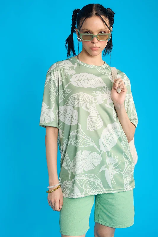 Printed Women's T-Shirt- Leaves