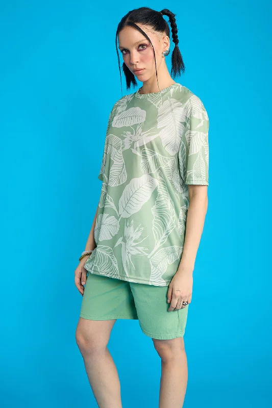 Printed Women's T-Shirt- Leaves