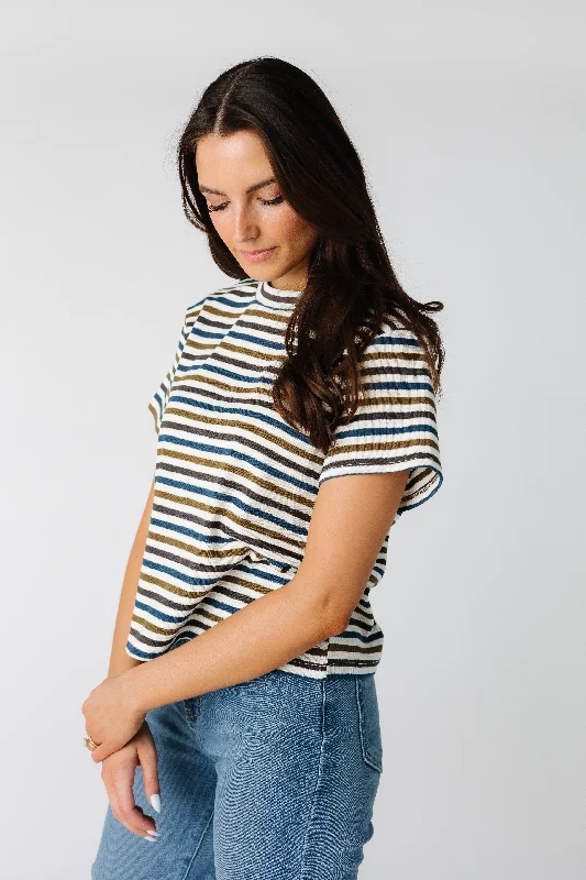 Brass & Roe Going Striped Knit Tee