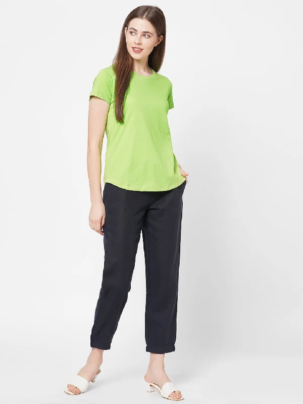 Womens Cotton Lime Regular Fit Tshirt