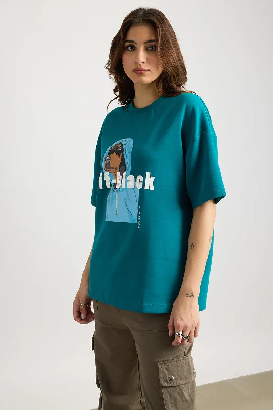 Teal Off Black T-Shirt