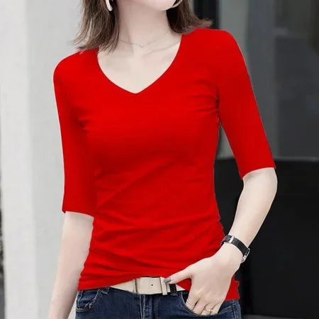 Plain Casual Half Sleeve Shirts & Tops