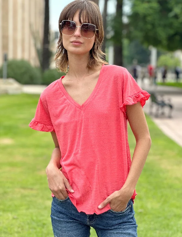 Ruffle V-Neck Tee