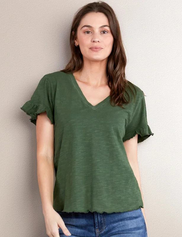 Ruffle V-Neck Tee