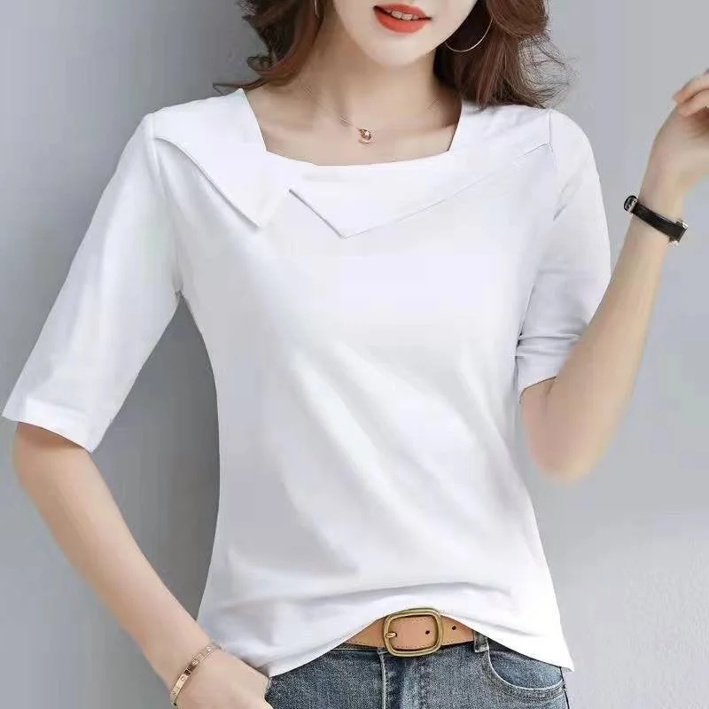 Short Sleeve Plain Sweet Shirts & Tops