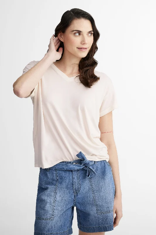 T-shirt col en V en Modal - Femme