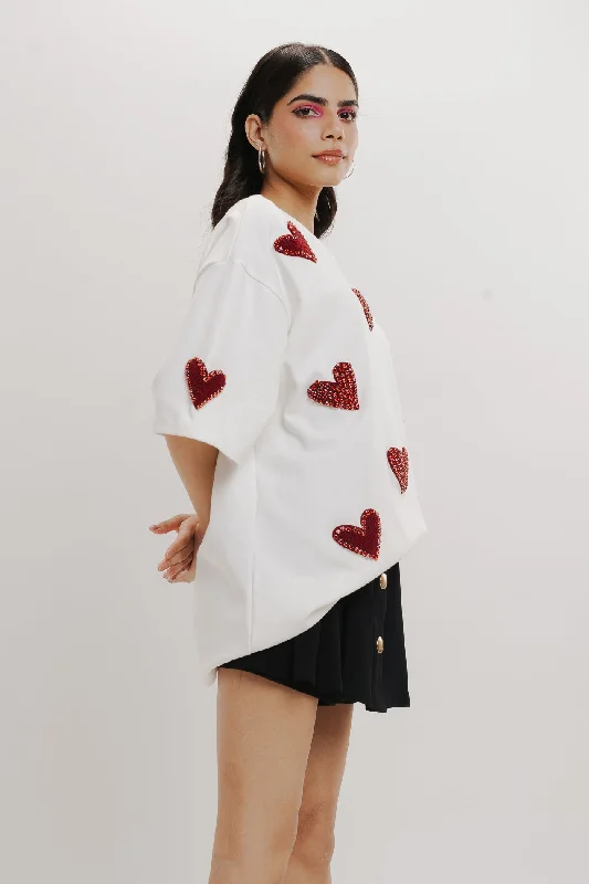 Heart Eyes For You White Oversized Tee