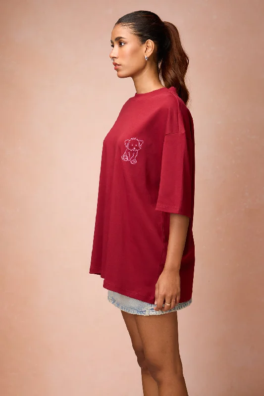 Women's Doggo Over All Red T-Shirt