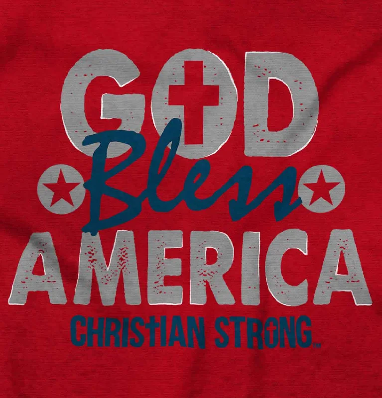 God Bless Patriotic Junior Fit V-Neck T-Shirt