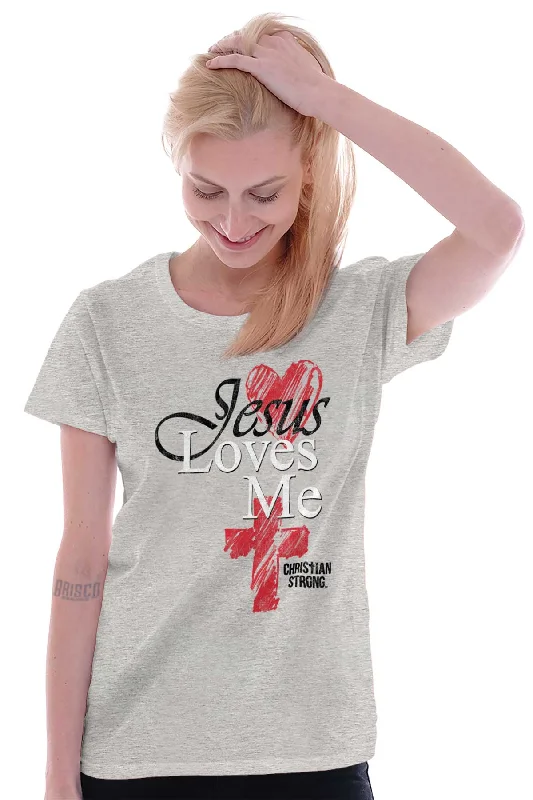 Jesus Loves Me Cross Ladies T Shirt