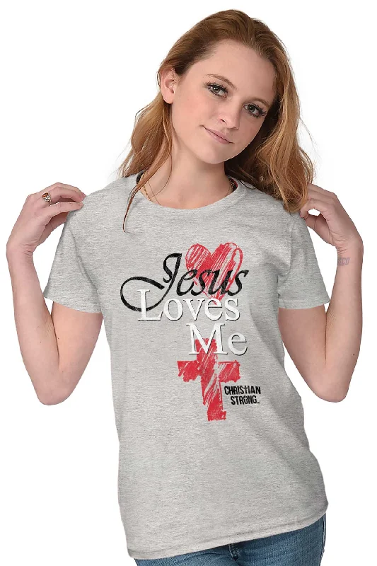 Jesus Loves Me Cross Ladies T Shirt