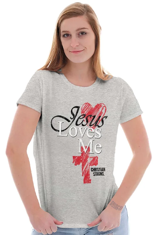 Jesus Loves Me Cross Ladies T Shirt