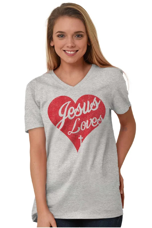 Jesus Loves V-Neck T-Shirt