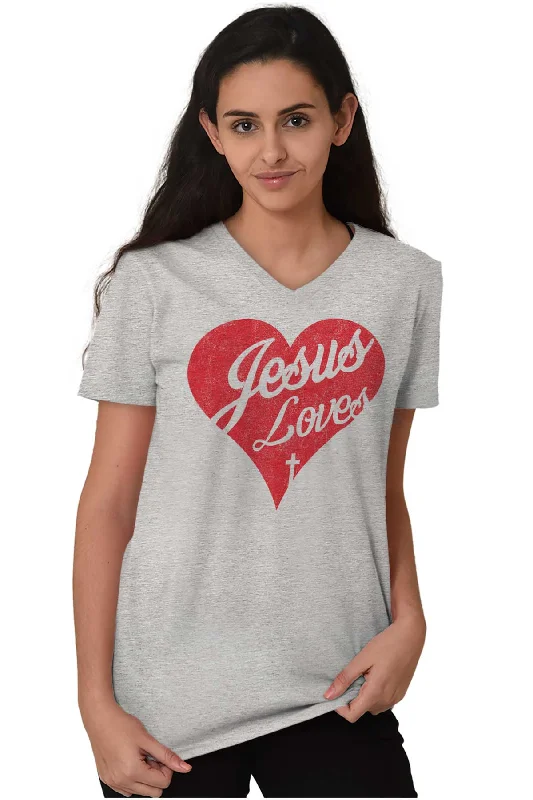 Jesus Loves V-Neck T-Shirt