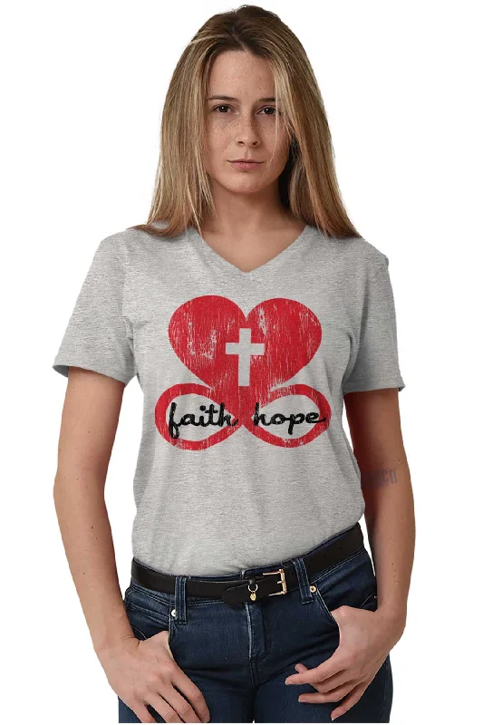 Love Faith Hope V-Neck T-Shirt