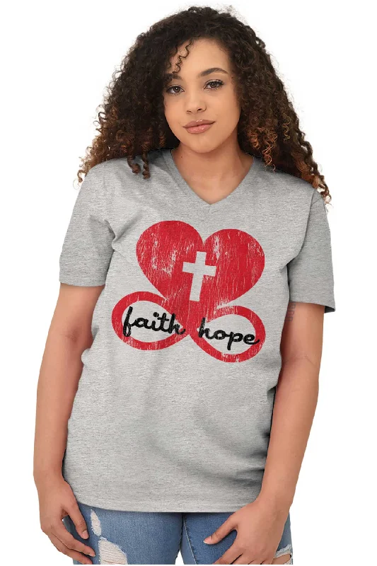 Love Faith Hope V-Neck T-Shirt