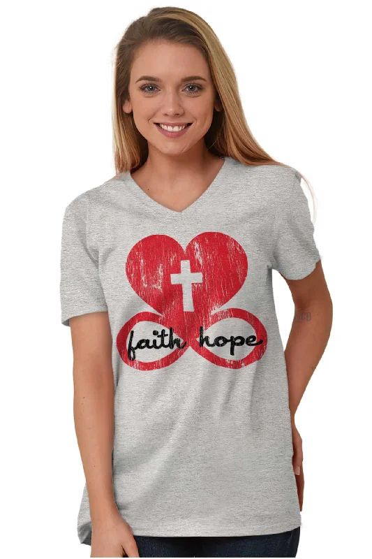 Love Faith Hope V-Neck T-Shirt