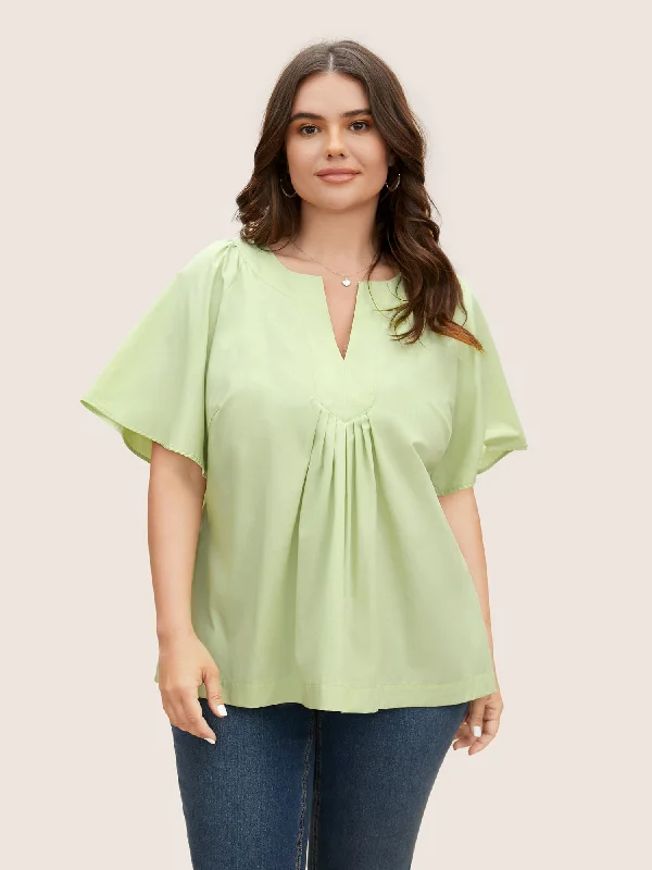 Ruffle Sleeve Ruffle Sleeve Pleated Blouse