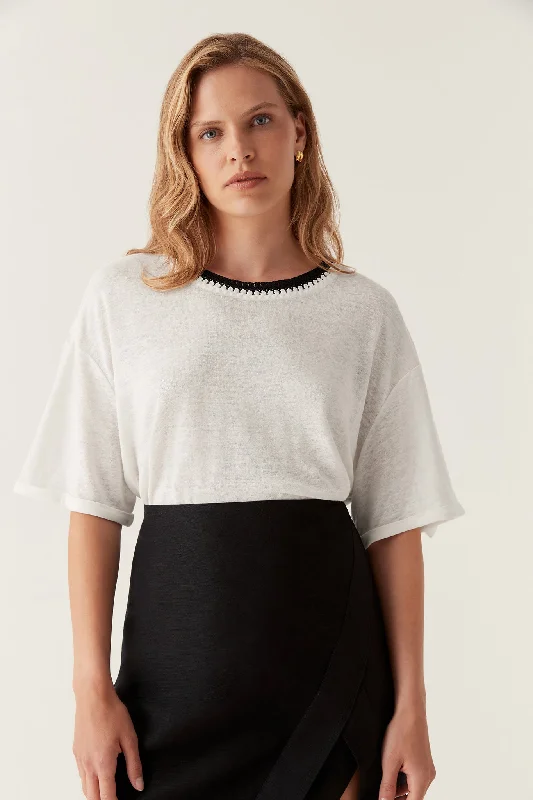 Tazia Crochet Neckline Tee