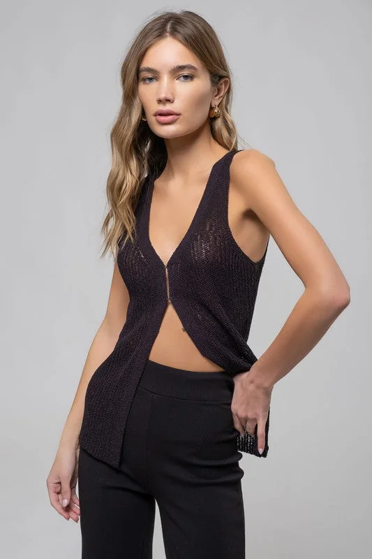 V-Neck Longline Knit Vest