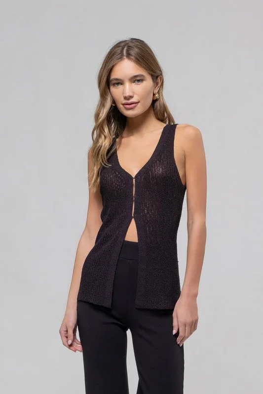 V-Neck Longline Knit Vest