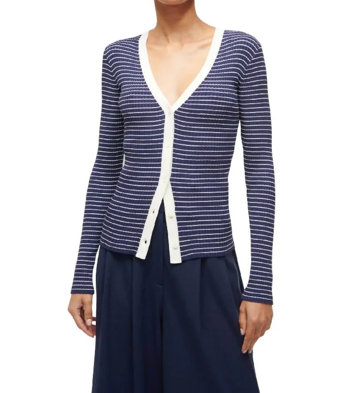 Cargo Sweater In Navy Micro Stripe