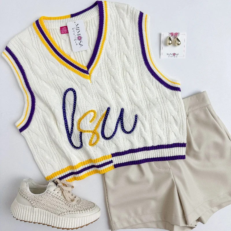 Pearl LSU Vneck Sweater Vest