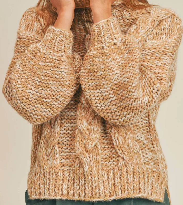 Hey Now Cut Out Sweater In Taupe Multi