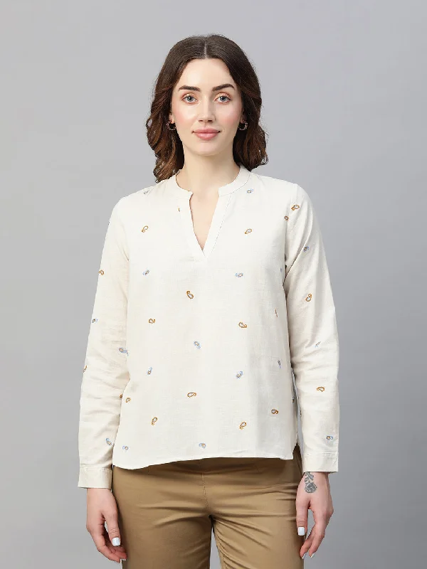 Women's Natural Linen Cotton Regular Fit Blouse