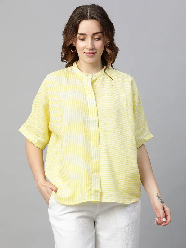 Women's Lime Linen Excel Boxy Fit Blouse