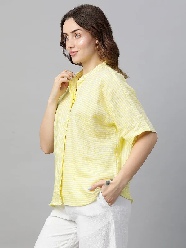 Women's Lime Linen Excel Boxy Fit Blouse