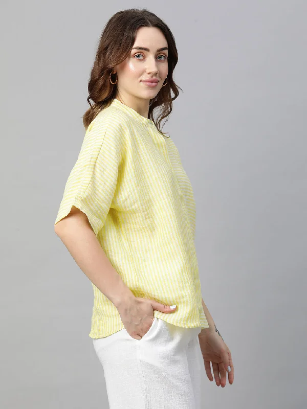 Women's Lime Linen Excel Boxy Fit Blouse