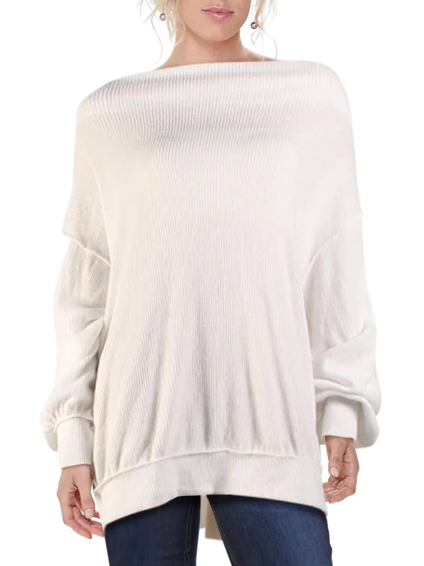 Main Squeeze  Womens Ribbed Cowl Neck Tunic Sweater