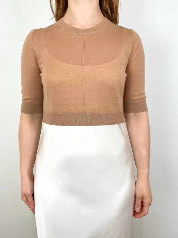 Norah Crop Sweater In Tan