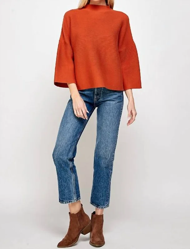 Not Your Casual Top Knit Top In Orange