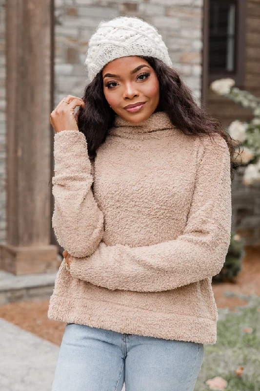 Timeless Tales Mocha Fuzzy Mock Neck Sweater