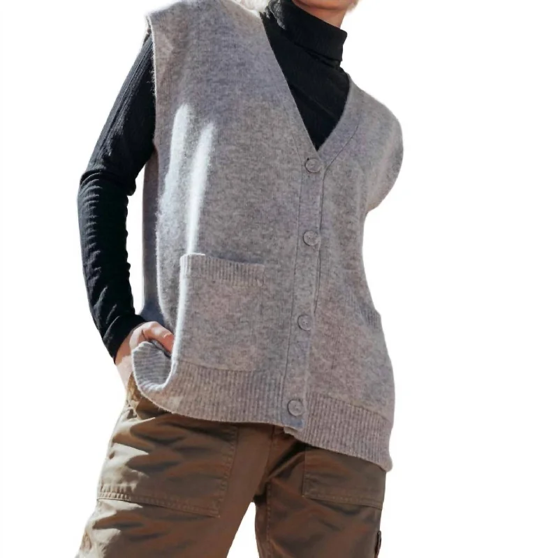 Tokyo Vest Sweater In Heather Grey