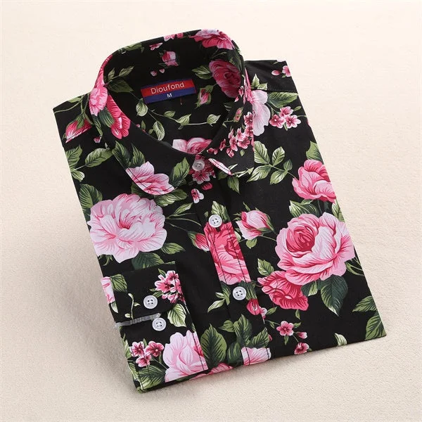 Tribal Print Blouses Women Vintage Shirts Long Sleeve Cotton Tops Ladies Floral Blusas Plus Size 5XL Fashion Female Clothing