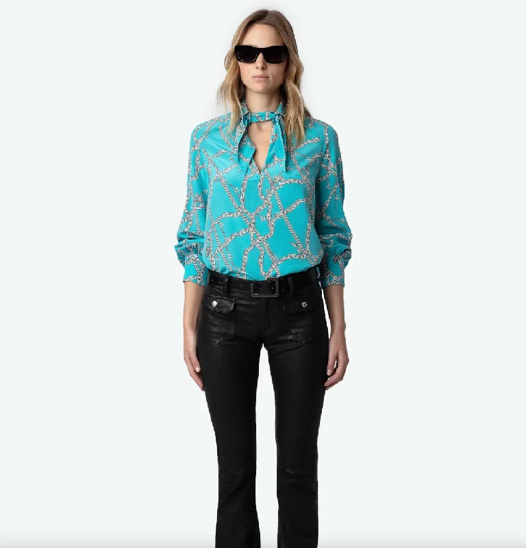 Tuile Silk Blouse Chaines Aqua