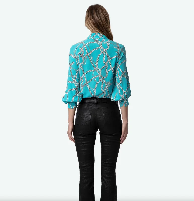 Tuile Silk Blouse Chaines Aqua