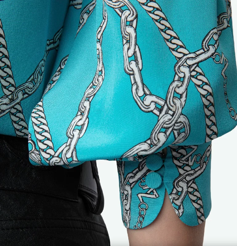 Tuile Silk Blouse Chaines Aqua