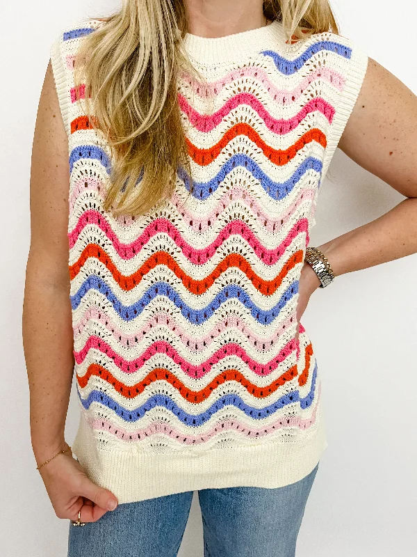 Wavy Striped Sweater Vest