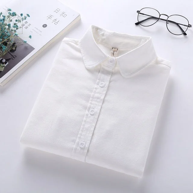 Women Blouse 2017 New Casual BRAND Long Sleeved Cotton Oxford White Shirt Woman Office Shirts Excellent Quality Blusas Lady