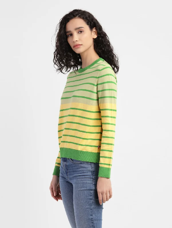 Women's Striped Multicolor Crew Neck T-Shirt