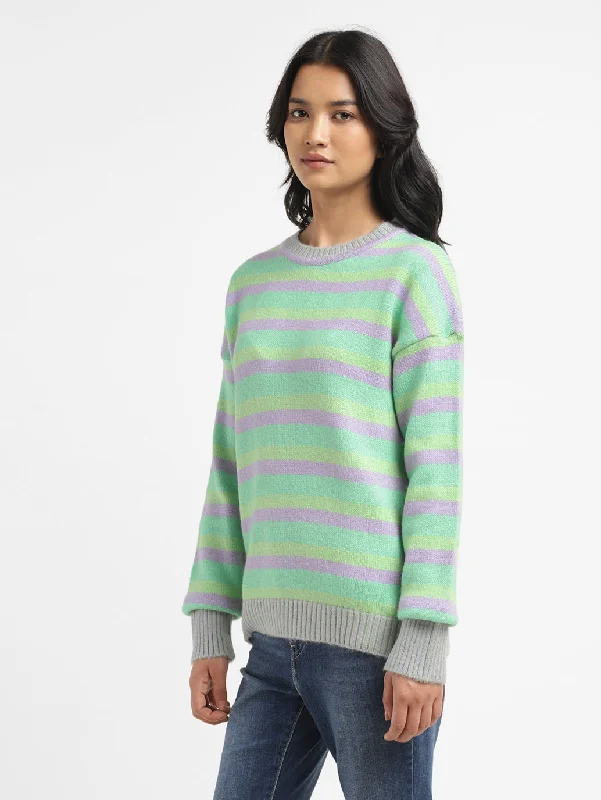 Women's Striped Multicolor Crew Neck Sweater