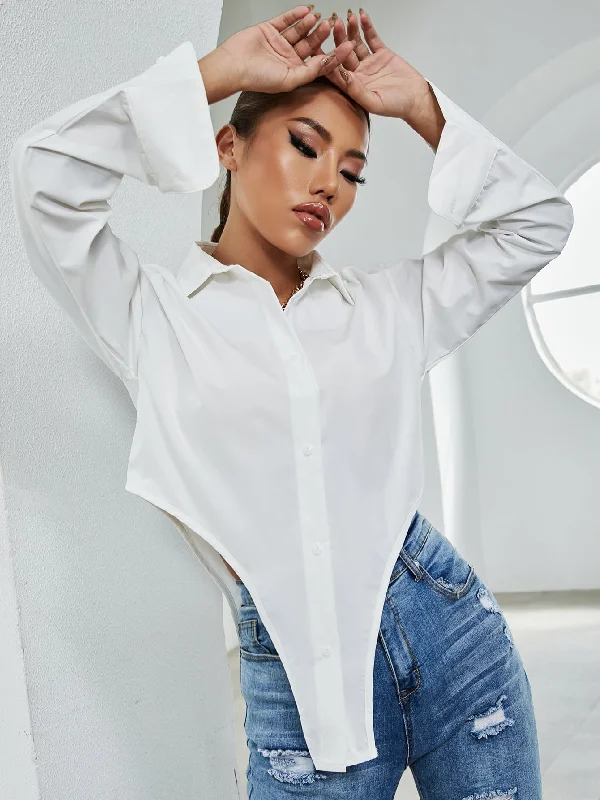 KittenAlarm - Asymmetrical Hem Crop Blouse