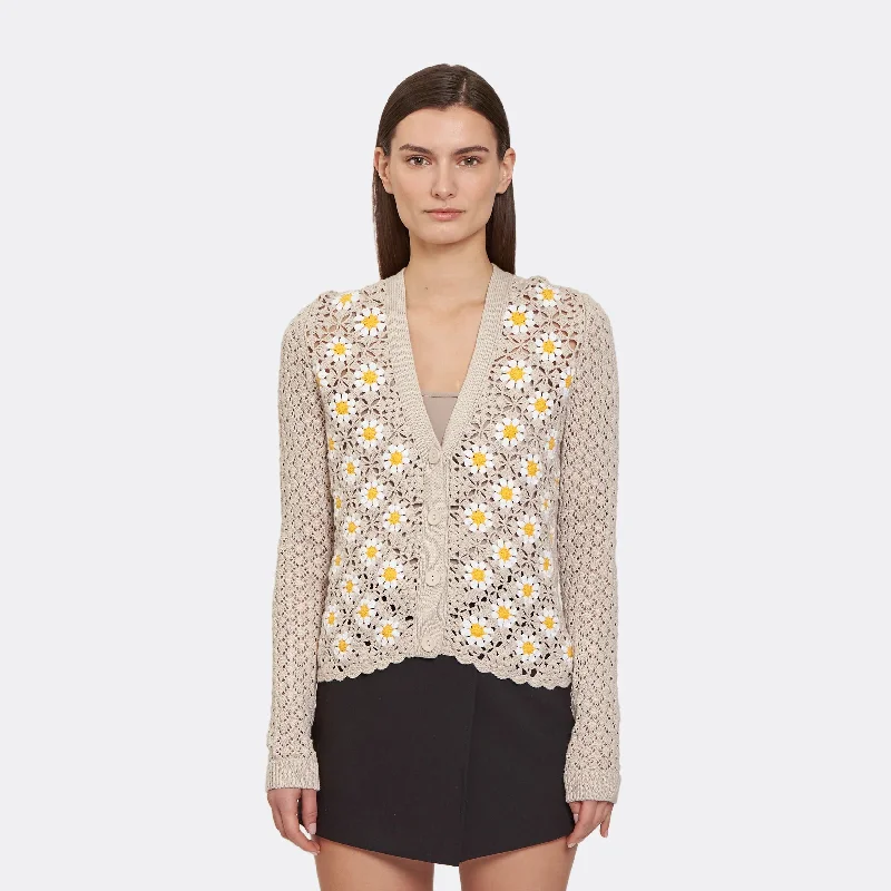 Autumn Cashmere Hand Crochet Daisy Cardigan