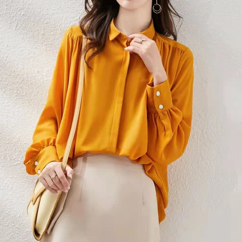 FashionSierra - Elegant Fashion Polo Neck Solid Blouse