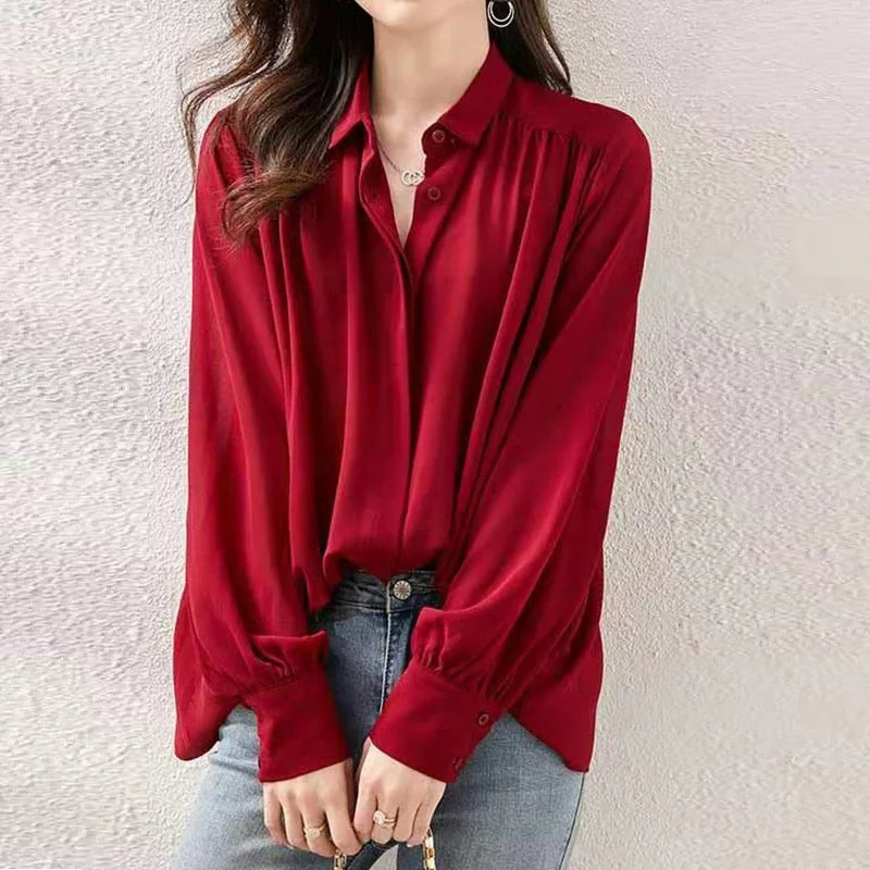 FashionSierra - Elegant Fashion Polo Neck Solid Blouse