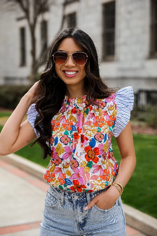 Beautifully Beloved Ivory Floral Blouse